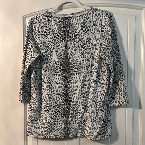 Diane Gilman Tops - Diane Gilman Black and White Animal Print Blouse